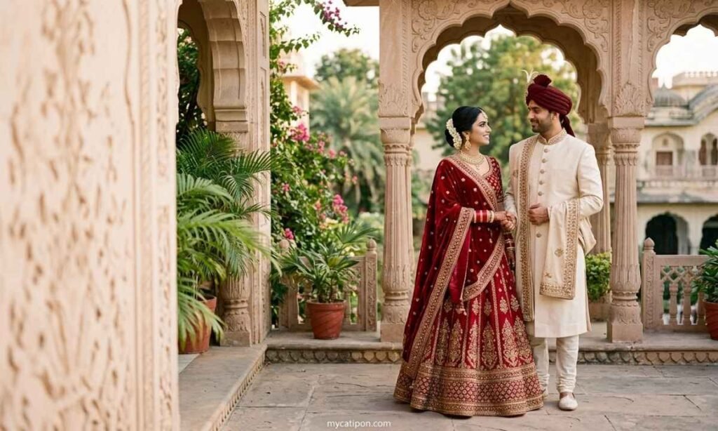 Couple Traditional Dress Captions